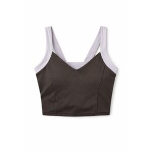 Sage Collective Crop Top Womens Small Brown Lavender Colorblock V-Neck